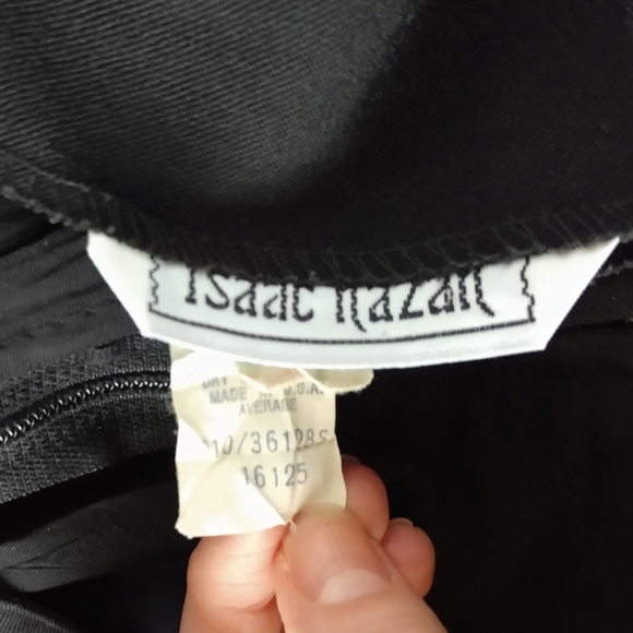 Vintage Isaac Hazan Black Pleated Pencil Skirt 10 - Picture 4 of 4